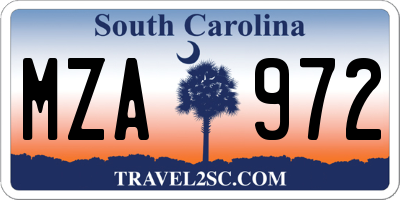 SC license plate MZA972