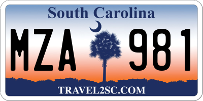 SC license plate MZA981