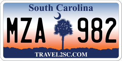 SC license plate MZA982