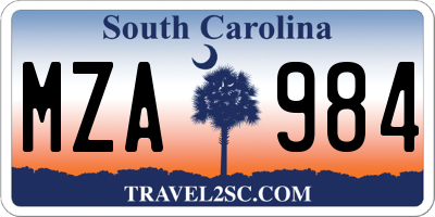 SC license plate MZA984