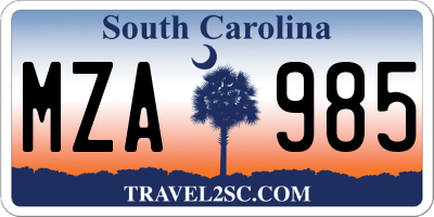 SC license plate MZA985