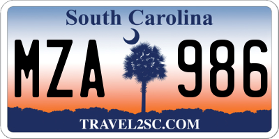 SC license plate MZA986