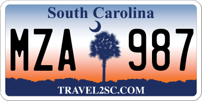 SC license plate MZA987