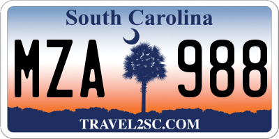 SC license plate MZA988