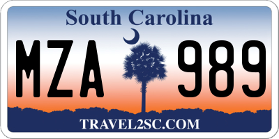 SC license plate MZA989