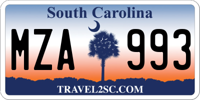 SC license plate MZA993