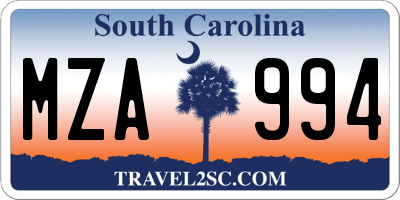 SC license plate MZA994