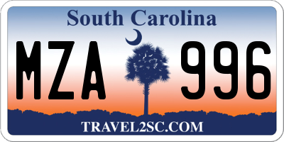 SC license plate MZA996