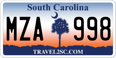 SC license plate MZA998