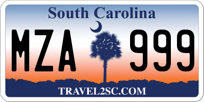 SC license plate MZA999