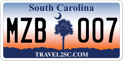 SC license plate MZB007