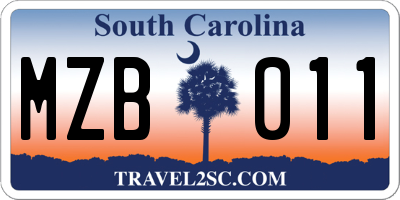 SC license plate MZB011