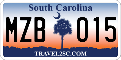 SC license plate MZB015
