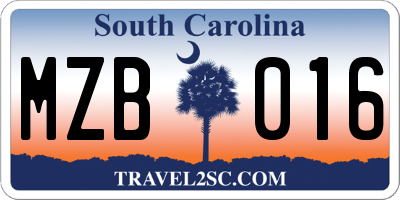SC license plate MZB016