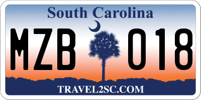 SC license plate MZB018