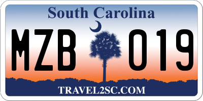 SC license plate MZB019