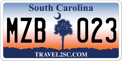 SC license plate MZB023
