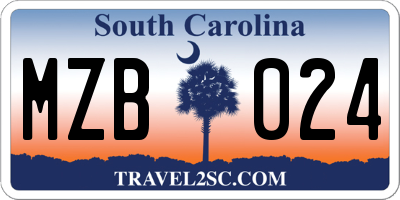 SC license plate MZB024
