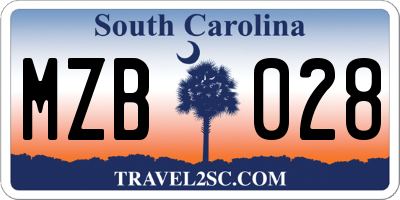 SC license plate MZB028