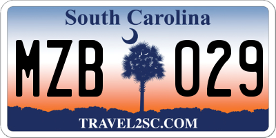 SC license plate MZB029