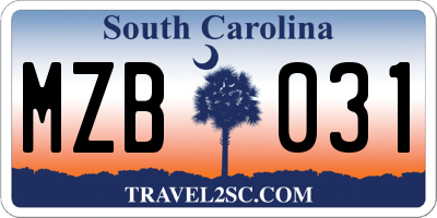 SC license plate MZB031
