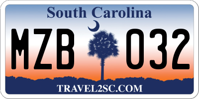 SC license plate MZB032