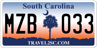 SC license plate MZB033