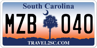 SC license plate MZB040