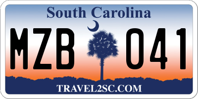 SC license plate MZB041