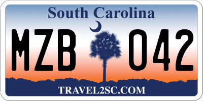 SC license plate MZB042