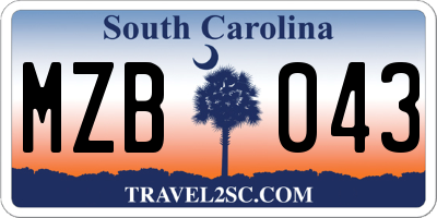 SC license plate MZB043