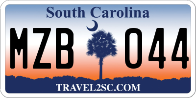 SC license plate MZB044