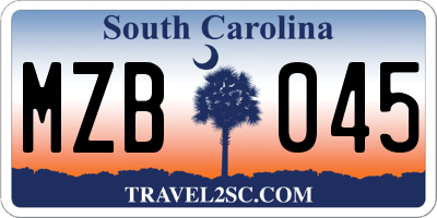 SC license plate MZB045