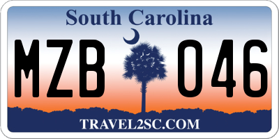 SC license plate MZB046