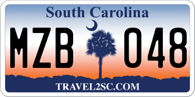 SC license plate MZB048