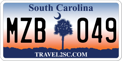 SC license plate MZB049