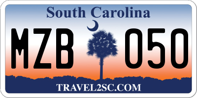 SC license plate MZB050