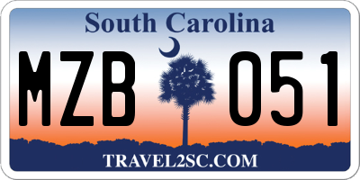 SC license plate MZB051
