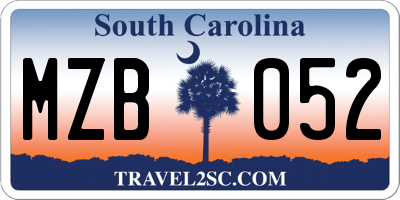 SC license plate MZB052