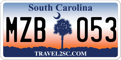 SC license plate MZB053