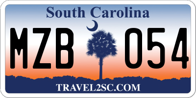 SC license plate MZB054