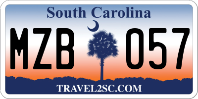 SC license plate MZB057