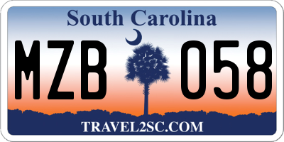 SC license plate MZB058