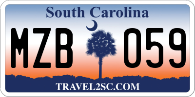 SC license plate MZB059