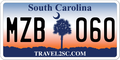 SC license plate MZB060