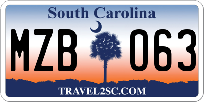 SC license plate MZB063