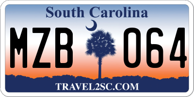 SC license plate MZB064