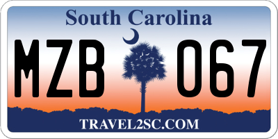 SC license plate MZB067