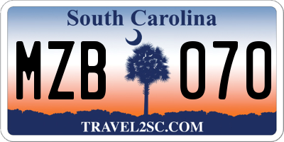 SC license plate MZB070