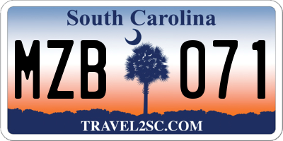 SC license plate MZB071
